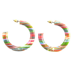 Jackie Brazil "Hoops" Liquorice Spring Mix Resin Earrings ( E2215 )
