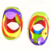 Jackie Brazil "Oval" Kandinsky Single Stone Pendant Stud Resin Earrings ( E3608 )