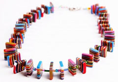 Jackie Brazil "Africa" Liquorice Squares & Beads Mix Colours 70cm Necklace ( N0009 )
