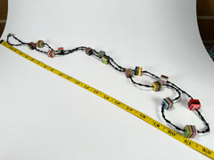 Jackie Brazil "POP" Liquorice Allsorts Art Small Cubes with Long Black Beads 110cm Necklace ( N0332-B )