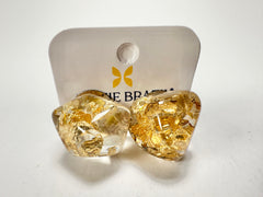 Jackie Brazil "Camille" Gold Flakes Abstract Resin Clip On Earrings ( E1053 )