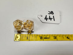 Jackie Brazil "Camille" Gold Flakes Abstract Resin Clip On Earrings ( E1053 )