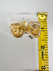 Jackie Brazil "Camille" Gold Flakes Abstract Resin Clip On Earrings ( E1053 )