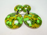 Marion Godart - Confetti "Pendentif double" Green Mix Double Pendant Resin Clip On Earrings
