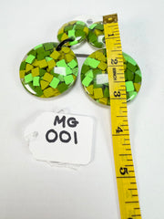 Marion Godart - Confetti "Pendentif double" Green Mix Double Pendant Resin Clip On Earrings