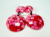 Marion Godart - Confetti "Pendentif Double" Pink Mix Double Pendant Resin Clip On Earrings