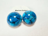 Marion Godart - Confetti "Bouclier" Blue Mix Dome Resin Clip On Earrings