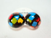 Marion Godart - Confetti "Bouclier" Art-Deco Mix Dome Resin Clip On Earrings