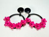 Marion Godart - Floral "Bouquet De Fleurs" Pink Floral Hoop Resin Clip On Earrings