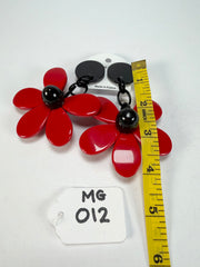 Marion Godart - Floral "Grand Pétale" Red Flower Resin Clip On Earrings