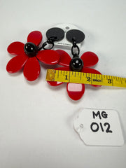 Marion Godart - Floral "Grand Pétale" Red Flower Resin Clip On Earrings