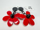 Marion Godart - Floral "Grand Pétale" Red Flower Resin Clip On Earrings