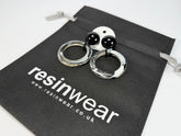 Marion Godart - Marble "Béton" Black & White Hoop Resin Clip On Earrings