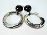 Marion Godart - Marble "Béton" Black & White Hoop Resin Clip On Earrings