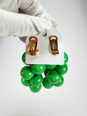 Marion Godart - Grapes "Suspendue" Bright Green Large Cluster Resin Clip On Earrings