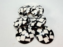 Marion Godart - Confetti "Pendentif Triple" Black & White Mix Triple Pendant Resin Clip On Earrings