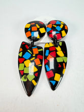 Marion Godart - Confetti "Bouclier Et Dague" Art-Deco Mix Dome & Pendant Resin Clip On Earrings