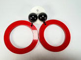 Marion Godart - BSX "Cerceau" Red & Black Flat Hoop Resin Clip On Earrings