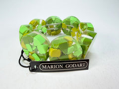 Marion Godart - Confetti "Cylindre" Green Mix Elasticated Cylinder Resin Bracelet