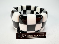 Marion Godart - Monochrome "Echiquier" Black & White Elasticated Resin Bracelet