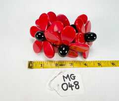 Marion Godart - Floral "Grand Pétale" Red Flower Elasticated Resin Bracelet