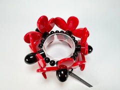 Marion Godart - Floral "Grand Pétale" Red Flower Elasticated Resin Bracelet