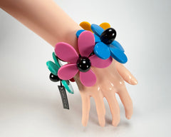 Marion Godart - Floral "Grand Pétale" Multi-Colour Flower Elasticated Resin Bracelet