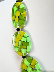 Marion Godart - Confetti "Forme Ovale" Green Mix Resin Necklace
