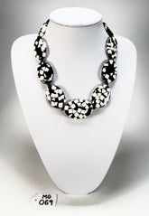 Marion Godart - Confetti "Forme Ovale" Black & White Resin Necklace