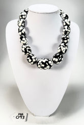 Marion Godart - Confetti "Tonneau Roulant" Black & White Resin Necklace