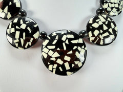 Marion Godart - Confetti "Bouclier" Black & White Resin Necklace