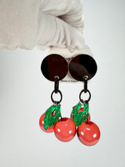 Marion Godart - Grapes "Cerises" Red Transparent Resin Clip On Earrings