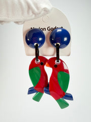 Marion Godart - Natural "Toucan" Resin Clip On Earrings