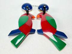 Marion Godart - Natural "Toucan" Resin Clip On Earrings
