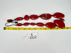 Sobral - Metalique Orlando "Carcassonne" Red Resin Necklace ( 004241 )