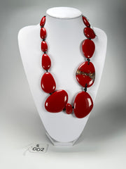 Sobral - Metalique Orlando "Carcassonne" Red Resin Necklace ( 004241 )