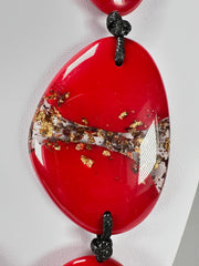 Sobral - Metalique Orlando "Carcassonne" Red Resin Necklace ( 004241 )