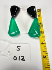 Sobral - Mix 2023 "Cusco" Black & Green Cristal Resin Earrings ( 005410 )