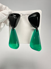 Sobral - Mix 2023 "Cusco" Black & Green Cristal Resin Earrings ( 005410 )
