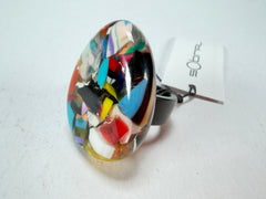 Sobral - Caillou Cristal "Poesia" Resin Ring ( 003597 ) - Size UK N / US 7