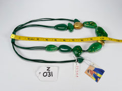 Zsiska - Pyrite "Prue Leith" Emerald with Gold Flakes Resin Necklace ( P200101GREEQ10 )