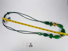 Zsiska - Pyrite "Prue Leith" Emerald with Gold Flakes Resin Necklace ( P200101GREEQ10 )