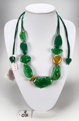 Zsiska - Pyrite "Prue Leith" Emerald with Gold Flakes Resin Necklace ( P200101GREEQ10 )