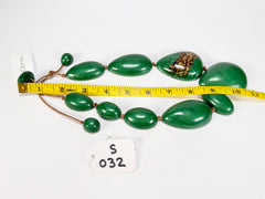 Sobral - Metalique Orlando "Elen" Green Resin Necklace ( 005411 )