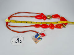 Zsiska - Pyrite "Prue Leith" Orange with Gold Flakes Resin Necklace ( P200101ORANQ10 )