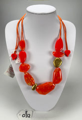 Zsiska - Pyrite "Prue Leith" Orange with Gold Flakes Resin Necklace ( P200101ORANQ10 )