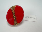 Sobral - Metalique "Munique" Orlando Red Resin Ring ( 005145 ) - Size UK N / 7 US