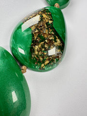 Sobral - Metalique Orlando "Elen" Green Resin Necklace ( 005411 )