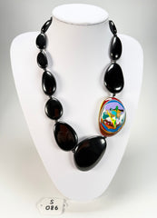 Sobral - Multi-Colour "Encantador" Black Resin Necklace ( 004109 )