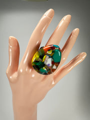 Sobral - Caillou Cristal "Poesia" Resin Ring ( 003597 ) - Size UK T / US 9.5